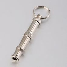 Load image into Gallery viewer, Pet Dog Training Whistle Obedience Supersonic Sound Pitch Ultra Sonic Quiet Discipline Metal/Black Key Ring Loop Sound Louder